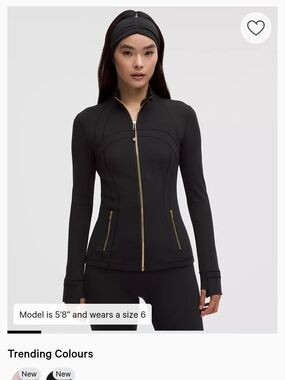 LULULEMON BLACK DEFINE JACKET WITH GOLD ZIPPER Sizes 2 4 6 8 10